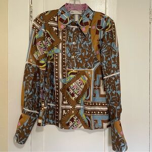 Tory Burch Multicolor Geometric garden silk shirt size 2